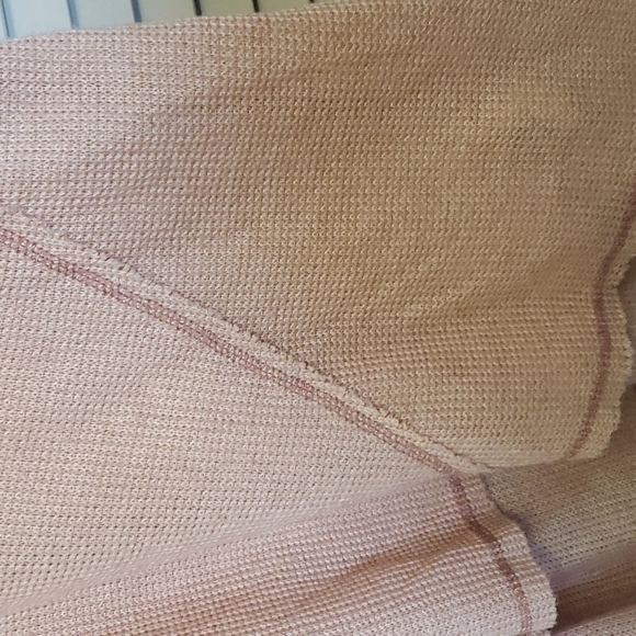 ANTHRO Deletta Oversized Cold Shoulder Waffle Knit Sweater Top, Small, Peach - Picture 5 of 13